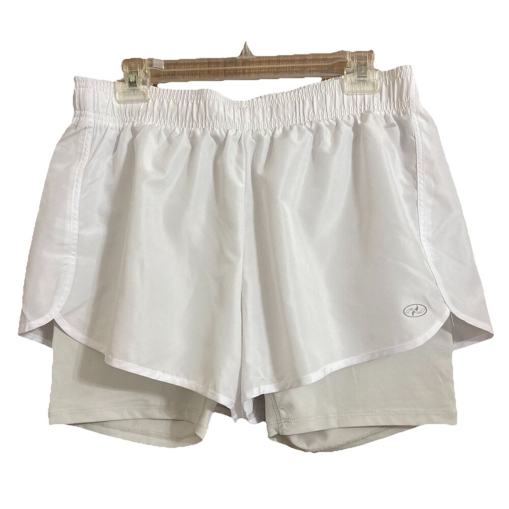 Shorts N.Y.L. Sport New York Laundry Womens Sz L White Lined Athletic Bottoms